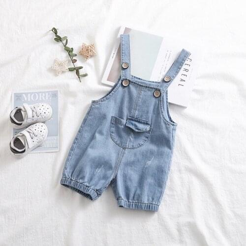 Summer New Childrens Overalls Cute Kids Girls Boys Denim Suspender Shorts 2021 Baby Denim Short Pants Kids Clothing Jumpsuits