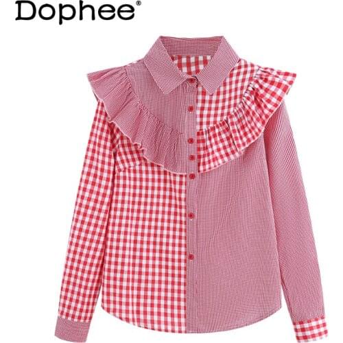 Блузки в клетку Dophee China At AliExpress