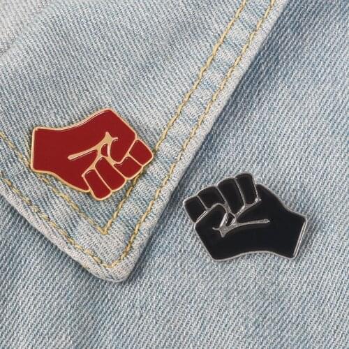 Red Raised Fist of Solidarity Pins Badges Brooches Enamel Lapel Pin Backpack Bag Accessories Gift for Women girls Partner Frien