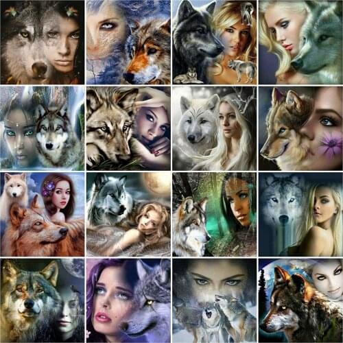 Evershine New Arrival Diamond Embroidery Wolf Animal Mosaic Rhinestone Picture Kit Diamond Painting Woman Crafts Home Decoration
