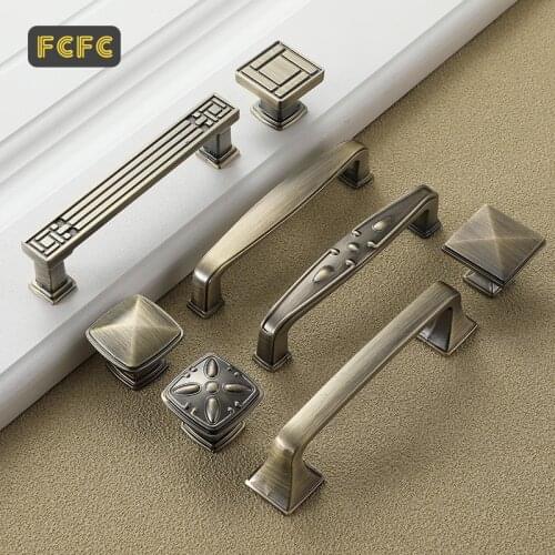 FCFC Antique Door Handles and Knobs Metal Drawer Pulls Vintage Kitchen Cabinet Handles and Knobs Furniture Handles Hardware