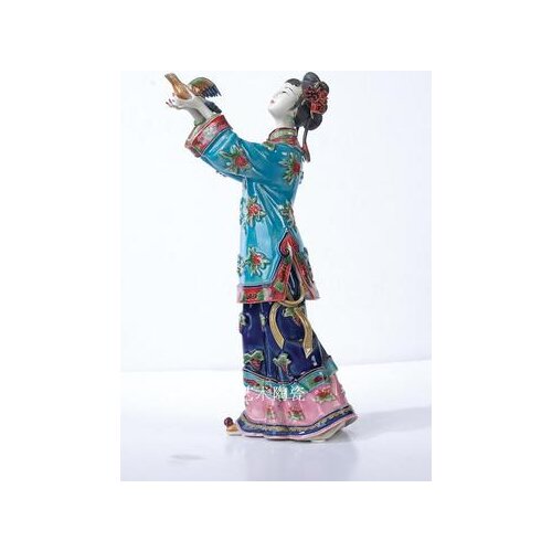 Peace dove classic lady Shiwan doll Porcelain Chinese wind living room club porch girl Beauty figure Sculpture statue Home art d