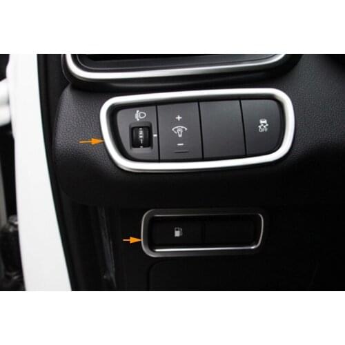 Chromed ABS Plastic 2PCS Interior Centre Control Tank Switch Cover Trim For Kia Sorento 2015