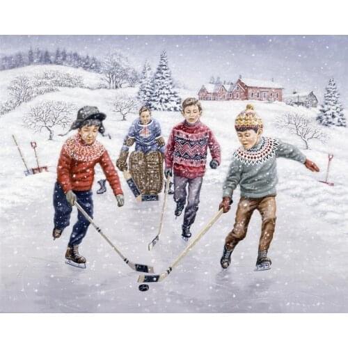 JMINE Div 5D Hockey Country House Snow winter Full Diamond Painting cross stitch kits art Scenic 3D paint by diamonds
