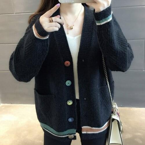 Women Autumn Sweater Pocket Cardigan 2021 Fashion Single Breasted Jacket Knitted Cardigan Sweater Female Korean Coat Clothing