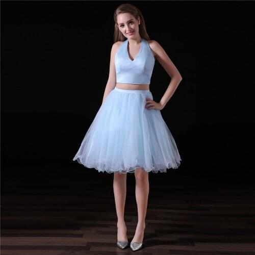 Halter Short Homecoming Dress Tulle Vestidos Juveniles Party Junior Cocktail Dresses Women Bestido Corto Occasional Dresses