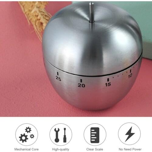 Kitchen Timer Cute Fruit Shaped Timer Manual Stainless Steel Mechanical Rotating Alarm Cartoon 60 Minutes Count Down Timer