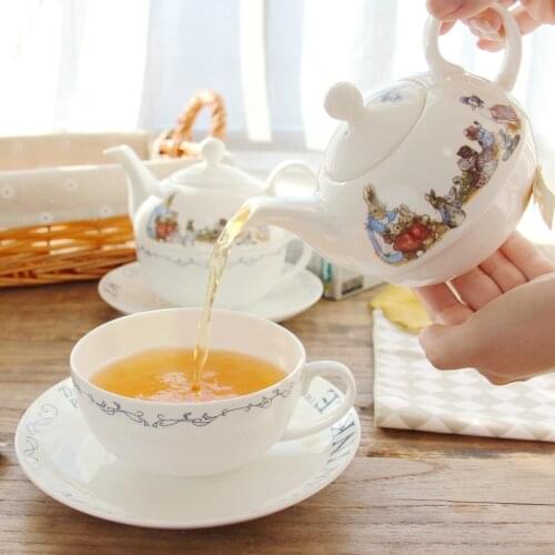 Cartoon rabbit pot large capacity coffee pot ceramic sugar cylinder milk cylinder European style Bone China, black tea cup