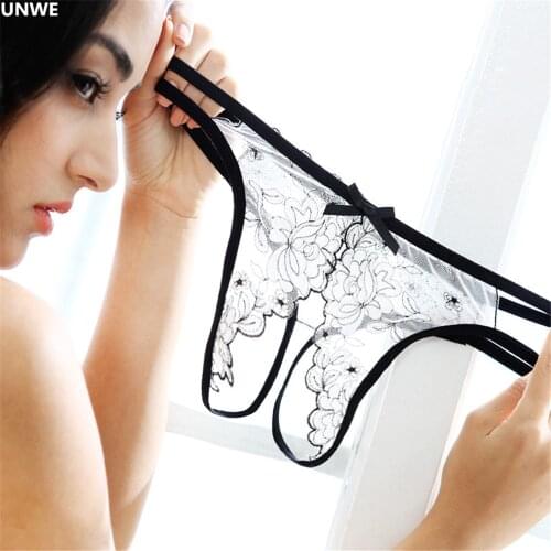 UNWE Adult Women Sex Underwear Palace Hollow Out Floral Erotic Lingerie Exotic Apparel Open Crotch Lace Panties for Couples