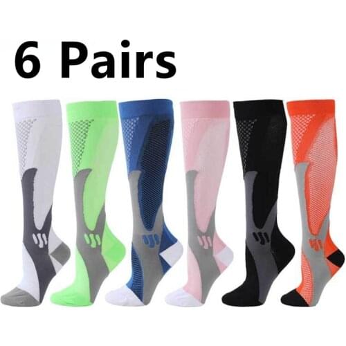 2/3/4/5/6 Pairs Running Compression Stockings Socks 20-30 Mmhg Men Women Sports Socks Marathon Cycling Football Varicose Veins