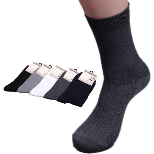 Spring Autumn Middle Stockings Comfortable Business Black Solid Color Fresh Men Socks Bamboo