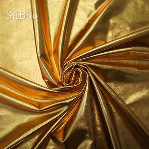 New fashion gold silver ply spandex fabric with bronzed for stage custom usage DIY accessories stretch tela free shipping SP533
