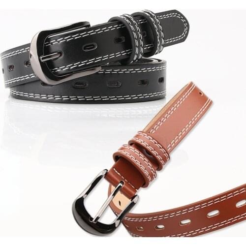New Womens Belt Double Line Decoration Fashion All-Match Waistband Female Oval Pin Buckle Decorative Classic Vintage Waist Belt