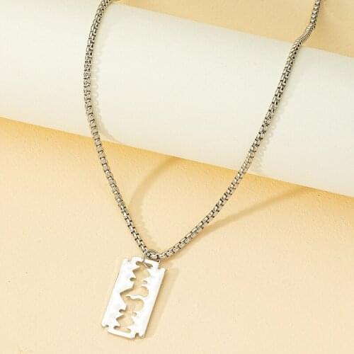 Ins Men Rhodium Blade Razor Hip-hop Rock Pop Choker Pendant Necklaces Trendy Korean Fashion Chic Women Party Jewelry
