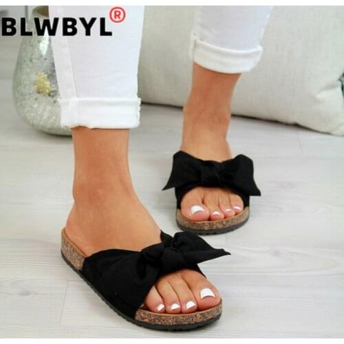 Summer Womans Slip on Sliders Bow Flatform Mule Sandals Comfy Shoes Plus Sizes Indoor Outdoor Flip-flops Beach Shoes