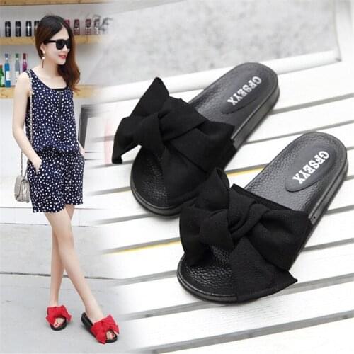 2021 summer slippers female bow summer sandals slippers indoor outdoor flip flops beach shoes women fashion shoes
