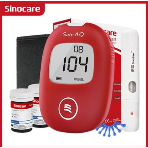 Sinocare Safe AQ Smart Blood Glucose Meter for Diabetes Medical Device Glucometer with Test Strips Painless Lancets 5s Simple