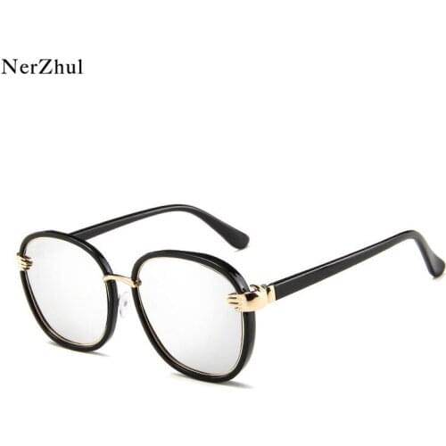 Unisex Retro Silver Oval Sunglasses Women Man Brown Vintage Sunglasses Female Male Fashion Ladies Shades Glasses