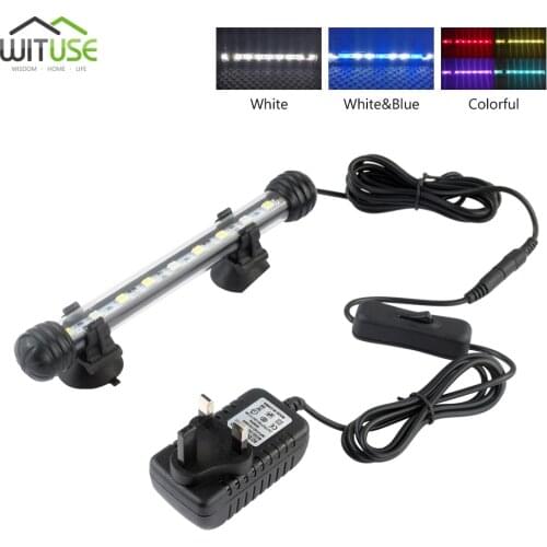 LED Aquarium Fish Tank Light AC 100-240V US Plug Waterproof Clip Bar Lights White Blue RGB LED Lamp Fish Lightings 19/28/38/48cm