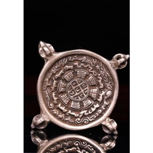 Tibetan temples collect old bronzes by hand, beat them, engrave the old nine palaces, eight trigrams, 12 zodiac statues Pendant