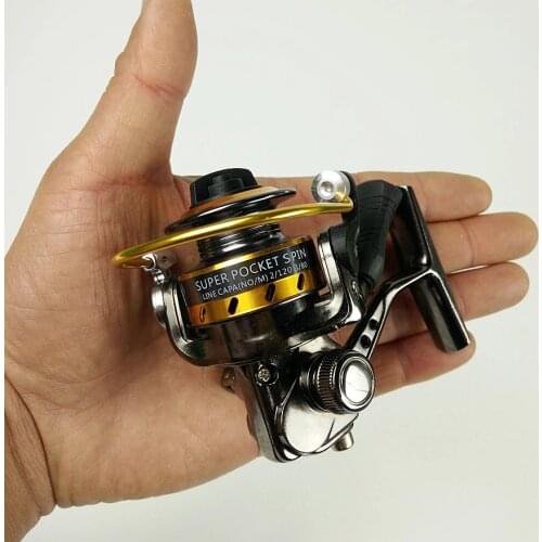 Full metal mini spinning fishing reel 4 bearings palm size small reel pocket fishing wheel ratio 5:1 black fish reel