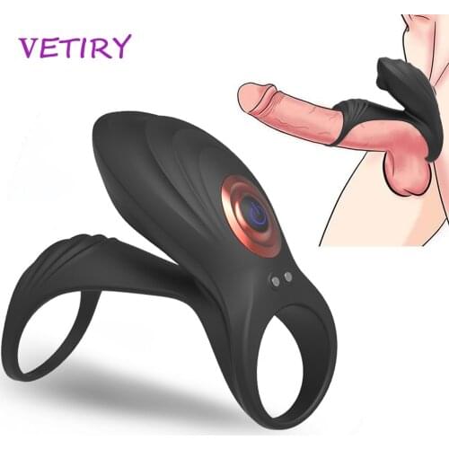 Vibrating Penis Ring Cock Ring Delay Ejaculation Clitoris Stimulation Adult Products Sex Toys for Men 10 Modes Couple Vibrator