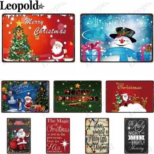 Vintage Metal Tin Sign Merry Christmas Plaque Merry Christmas Santa Claus Wall Art Board Bar Ktv Club Home Decoration 20X30Cm