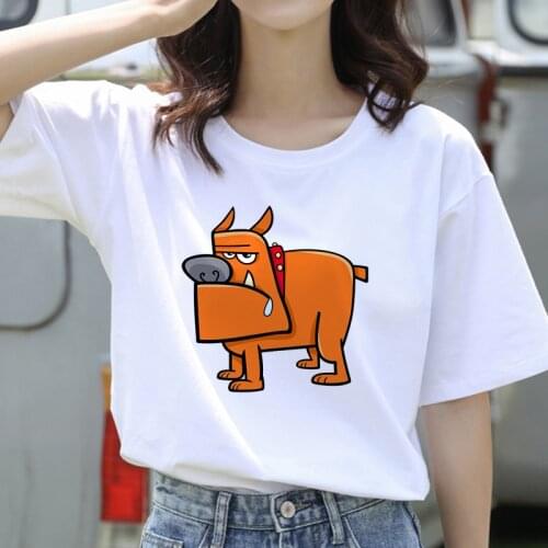 2021 Fashion Women T shirt Short Sleeve Cute Dogs Print Summer O Neck 90S Clothes Girl Lady Casual T-Shirts Oversize Clothing