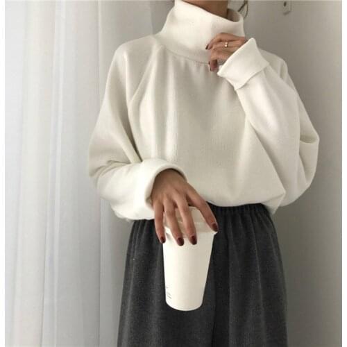 AECU Turtleneck Sweater for Women Spring Autumn Knitted Jumper Womens Sweater Casual Loose Long Sleeve Jacket Female Pullover