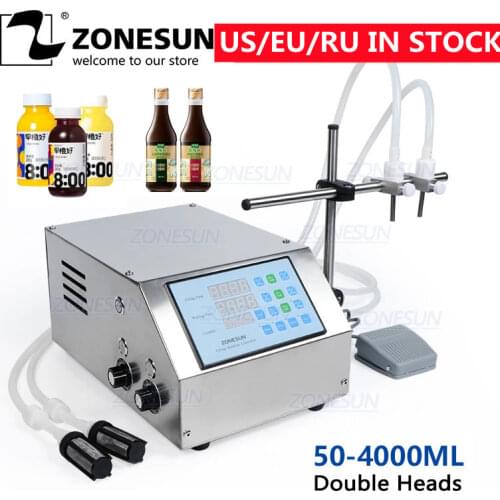 ZONESUN 1-4000ml Liquid Filling Machine Double Nozzles Beverage Milk Juice Perfume Vial Water Bottle Filler