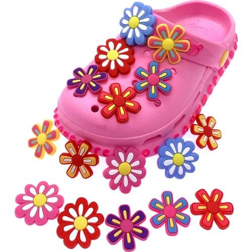 10PCS/Set Cute Cartoon Shoes Charms PVC Flowers Plant Decoration For Croc Jibz DIY Wristband Accessories Making Girls Gifts