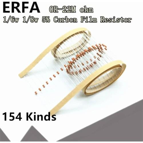100pcs 1/6w 1/8w 0.125w 5% Carbon Film Resistor 0R 1R~1M 2.2R 10R 22R 47R 51R 100R 150R 470R 1K 4.7K 10K 47K 1 2.2 10 22 47 100