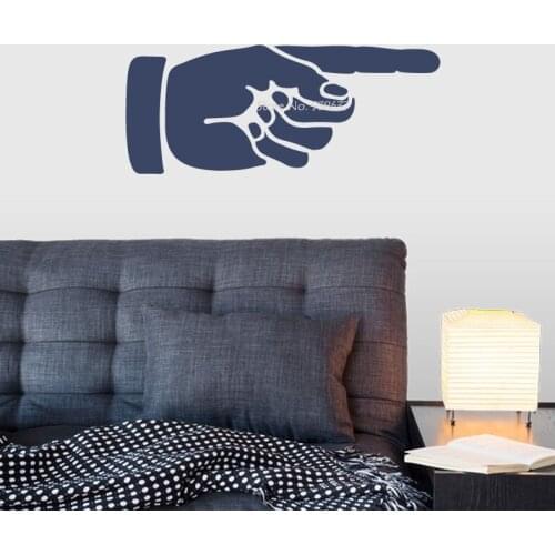 2017 New Design Vinyl Stickers Pointing Hand Wall Decal Bedroom Removable Wedding Decoration Party Decor Decals Waterproof ZA636