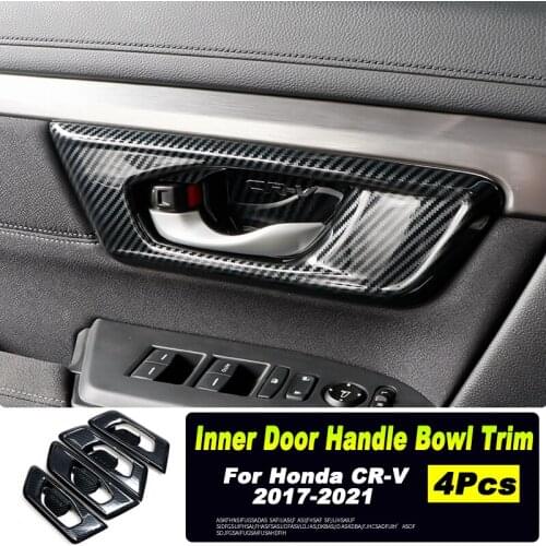 4Pcs Carbon Fiber Style Inner Interior Door Handle Bowl Bezel Frame Cover Trim For Honda CRV CR-V 2017-2021 Styling Accessories