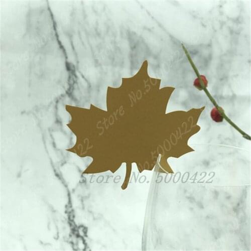 50pcs Maple leaf Name Cards Laser Cut Table Mark Wine Glass Name Place Cards Wedding Birthday Baby Shower Event Banquet Favor