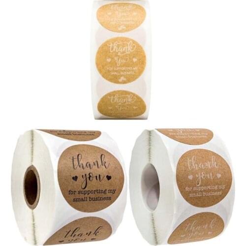 500pcs Thank You for Supporting My Business Kraft Stickers Seal Label Scrapbooking Decoration Handmade