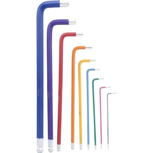 9Pcs 1.5/2/2.5/3/4/5/6/8/10mm Lengthened Flat End Hex Wrench Set Socket Head Wrench Hand Tools Kit Colorful