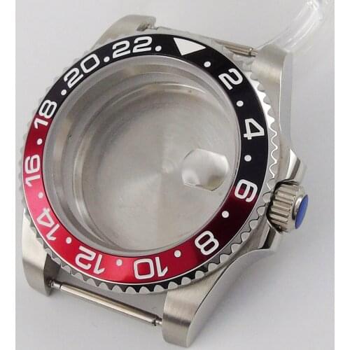 40mm Accessories Parts Sapphire Glass Black Red Bezel Watch Case Fit NH35A NH36A ETA 2836 Miyota MOVEMENT