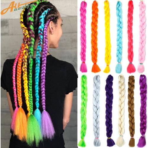 Allaosify HAIR Synthetic Crochet Braids In Jumbo Braiding Hair One Piece 82 Inch 165g/pcs Pure Color In Hair Extensions