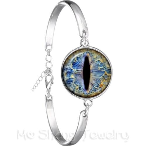 Dragon Evil Eye Bracelet Dragon Eye Glass Cabochon Snap Silver Plated Bracelet Fashion Evil Eye Jewelry Men Fashion
