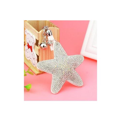 10pcs/lot creative style woman man leather star keychain unisex rhinestone star key ring 8cm*8cm