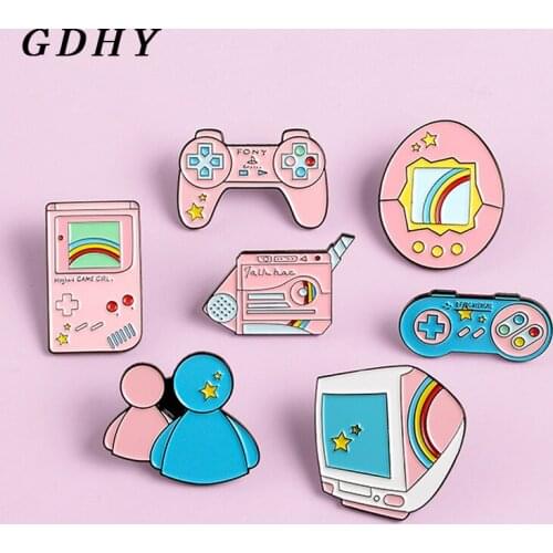 GDHY Game series Brooches Pink Game Machine Handle controller Enamel pins Lapel pin Clothes Backpack jewelry Kids Game lovers Gi