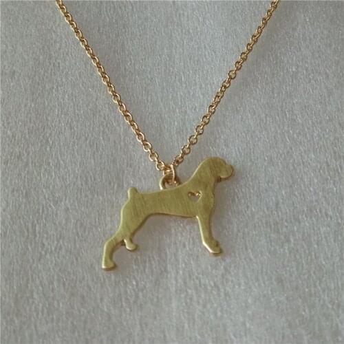 D004_Boxer Dog Necklace Boxer Charm Animal Pendant Necklace Alloy Dog Necklace Pet Memorial Gift