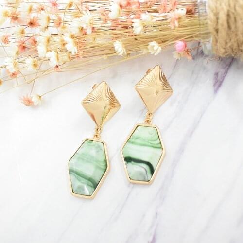 Long Drop Earrings For Women Gold Color Fashion Jewelry Big Acrylic Resin Geometric Earrings Statement Brincos 2020