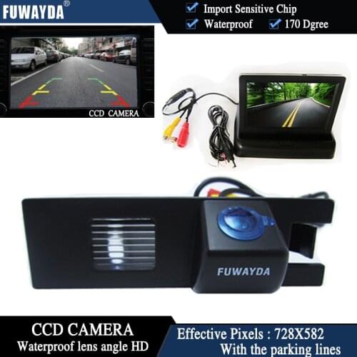 FUWAYDA CCD Car Rear View Camera for OPEL Astra H/Corsa D/MerivaA/Vectra C/Zafira B,FIAT Grande+4.3Inch foldable LCD TFT Monitor