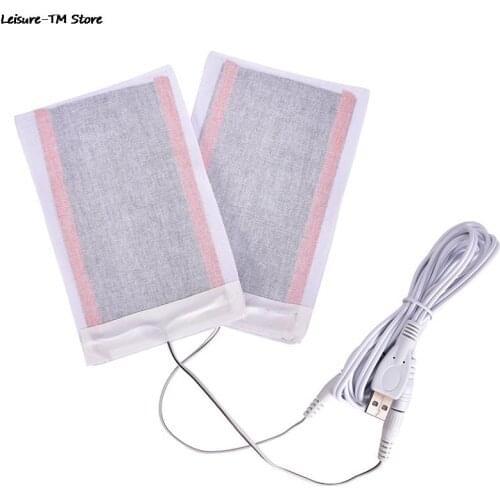 2Pcs/lot 5V Carbon Fiber Heating Pad USB Heating Film Electric Winter Infrared Fever Heat Mat Warm Arm Hand Waist Heated Glove