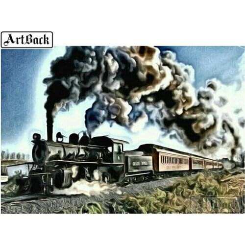 ArtBack full square drill 5d diy diamond painting abstract train 3d diamond embroidery diamond mosaic handicraft home decoration