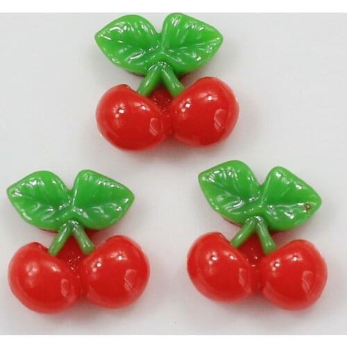 Red Resin Cherry Decoration Crafts Kawaii Cute Flatback Cabochon Embellishments For Scrapbooking DIY Accessories