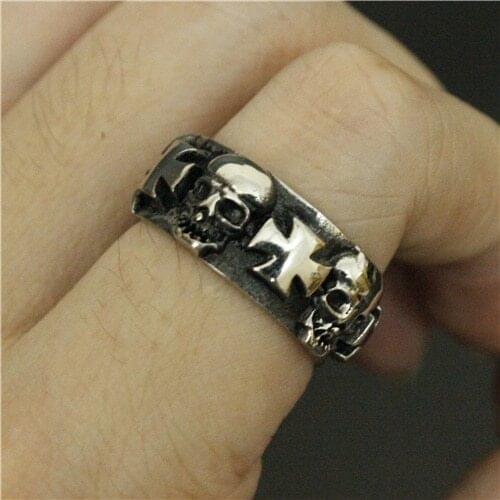 Best Jewelry Fashion Band Party Ring 316L Stainless Steel Jewelry Jesus Cross Skull Ring