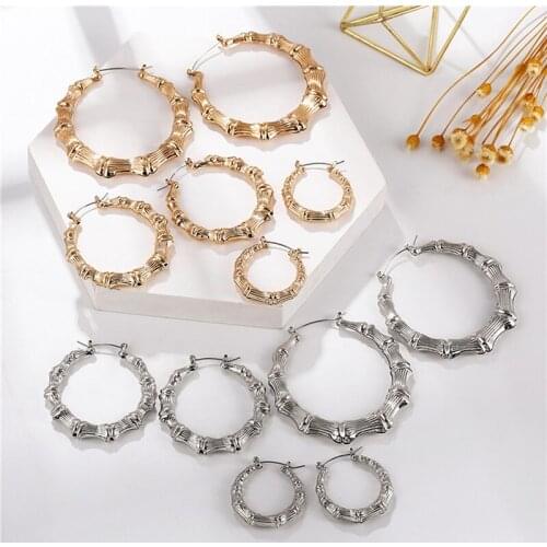 Fashion Bamboo Circle Hoop Earrings For Women Hip Hop Exaggerated Nightclub Earrings Hoops 2020 New Fashion Ladies Earring